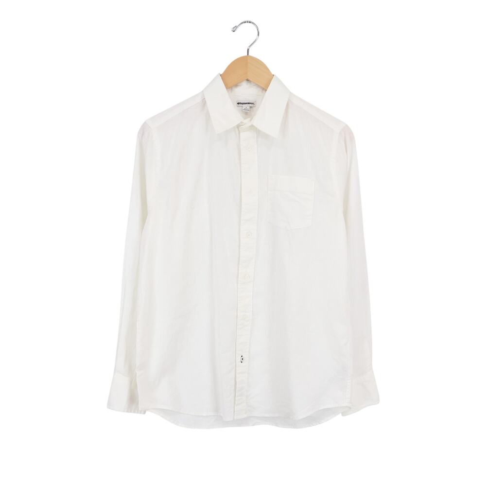 J.Crew Crewcuts Kid's Button Down Linen Blend Shirt White Size 16 NWT